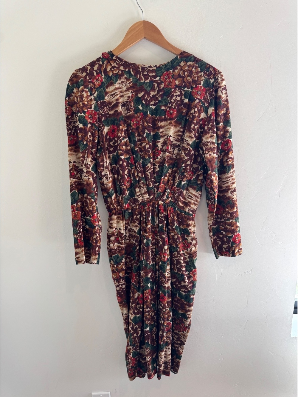 Vintage-Inspired Floral Equestrian Dress Women’s Medium Long Sleeve Cottagecore